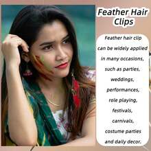 Pasadores de pelo bohemios de colores naturales, extensiones vintage de 13 pulgadas para decoración, tema de fiesta y accesorios para el Día de San Valentín HRYY - Marrón+Negro - Ver 4