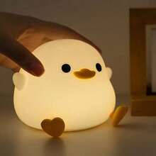 Duck Lamp, Cute Pea Duck Night Light, 2 Levels Dimmable Ducky Night Lamp, LED Squishy Animal Light , Rechargeable Bedside Touch Silicone Lamp, Unique Dorm Decor Gift - Vịt Do Do - Xem 5