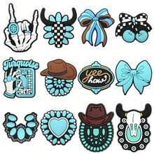 12/24pcs Skeleton Cowboy Shoe Charms Set, PVC Shoe Decorations For Beach Bag, Shoe Accessories Charms, Gift Idea For Birthday Christmas Valentine's Day Halloween Party Favors - Multicolor - View 11