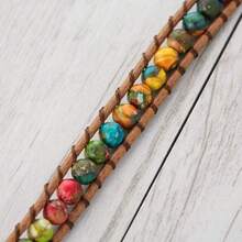 Women Boho Handmade Natural Stone Leather Bead Wrap Bracelets