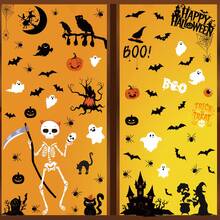 1pc Halloween Window Decor Paper, PVC Decal, Bathroom Sticker, Removable Home & Sink Wall Decoration, Party Supplies Pumpkin Ghost Bat Static Glass Window Sticker - Multicolor - View 6