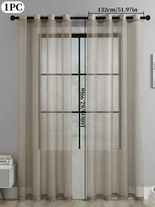 1pc Sheer Solid Color Voile Curtain, Decorative Window Sheer For Bedroom And Living Room - Light Mocha - View 22