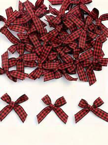 20 pezzi Confezione regalo di fiocchi natalizi - Fiocchi in tessuto scozzese classico rosso e nero, decorazioni natalizie senza batteria per Natale, Capodanno, decorazioni festive invernali, fiocchi per albero di Natale, accessori per la casa stagionali, pezzi decorativi realizzati, decorazioni natalizie, decorazioni per la casa, decorazioni natalizie, decorazioni per la stanza