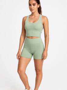 conjunto deportivo y top incluye copas - verde menta - Ver 1