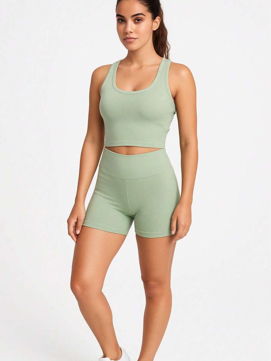 conjunto deportivo y top incluye copas - verde menta - Ver 1
