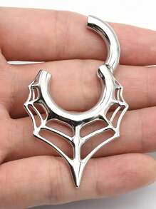 1Pc Large Gauge Spider Web Shaped Magnetic Copper Ear Lobe Piercing Septum Piercing Nose Ring Punk Cobweb Hoop Earring 4G 5x18mm Body Jewelry