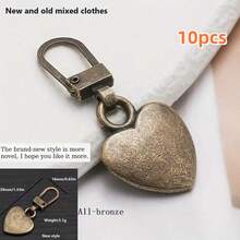 5pcs/10pcs Heart-Shaped Multi-Purpose Metal Detachable Zipper Pulls Replacement Zipper Sliders Repair Kit, For Luggage, Handbags, Backpacks, Jackets - Multicolor - View 19