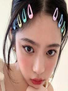 10 件蓝色水滴夹珐琅 BB 夹，休闲时尚百搭发饰，爪夹，发夹，发夹，发夹，发夹