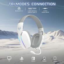 Auriculares inalámbricos ultraligeros ATTACK SHARK L90, iluminación RGB, plegables, 3 modos - Auriculares para juegos con micrófono de 2.4GHz/Bluetooth/con cable, controladores de 40 mm, sonido envolvente 7.1, compatible con PC, personalizable a través de software - Multicolor - Ver 3