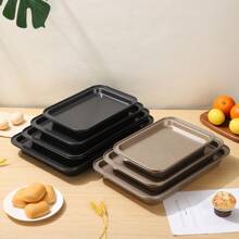 1 pieza Bandeja de hornear de tamaño grande, molde para hornear pan francés tipo baguette, hoja de acero al carbono rectangular para horno profundo, disponible en tamaños grande y mediano, adecuado para asar al aire libre, hornear pasteles, pan, pizza, etc.