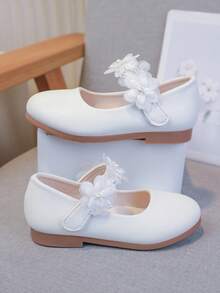 Girls' Lace & Faux Pearl Decor Fashion Casual Flats - White - View 7