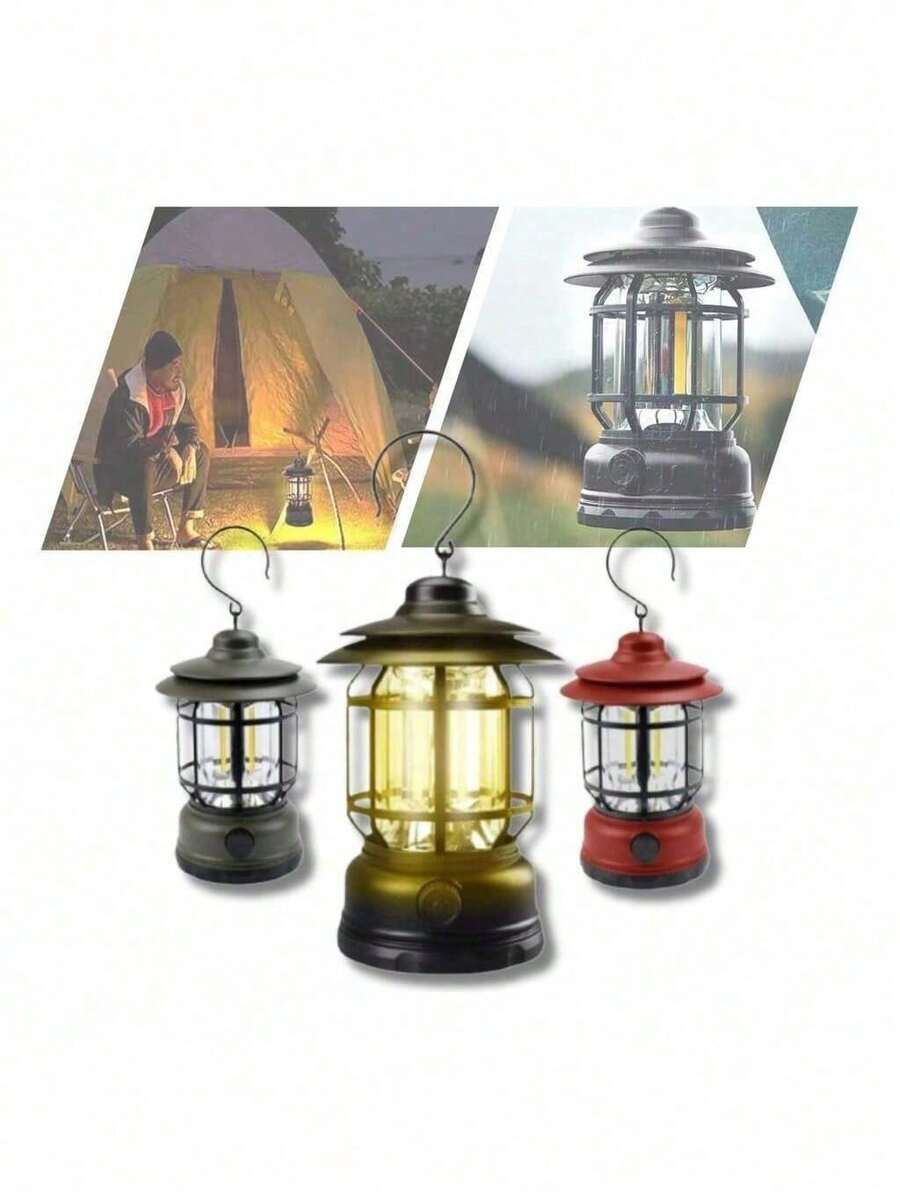 Lampião Lanterna Led Retro Bateria Recarregavel Usb Camping Viagem Alta Duracao Multifuncional Luminaria Luz Emergencia