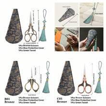 Bộ 3 kéo thép không gỉ Giáng sinh cổ điển, dụng cụ may vá thủ công Giáng sinh, kéo thêu, gói quà DIY, kéo tua rua trang trí có tay áo bảo vệ - Nhiều màu - Xem 4