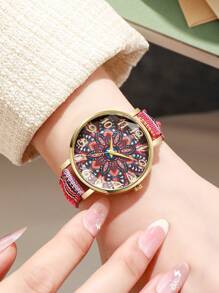 1pc Women's Elegant Fashion Personalized Numeric Dial Quartz Wrist Watch, Elegant (Watch Box Not Included)
