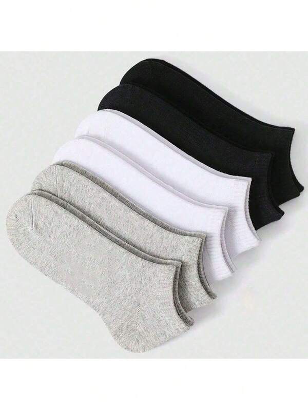 10/20 pares de calcetines de barco de unicolor negro y blanco gris para hombres/mujeres, calcetines para primavera y verano, medias de cintura baja casuales y calcetines invisibles para barco