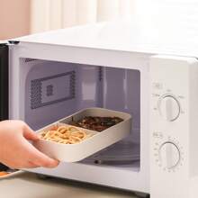 开学季便携式日式双层便当盒，学生食堂隔层午餐盒带餐具，可微波炉加热 - 白色雙層 - 查看 5