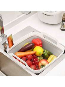 9L Collapsible Dish Basin With Drain Plug And Carry Handles, Large Capacity Washing Tub For RV Sink, Vegetable, Fruit & Food Strainer, Gray - Xám - Xem 7