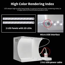 20cm Portable Photo Light Box - Mini Photography Studio With 6 Backdrops, Super Bright LED Lights & Carrying Case (Waterproof Background Screen),Perfect Christmas Gift - 彩色 - 查看 8