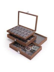 Jewelry Bins - 黑胡桃色深灰珠寶箱項鍊 - 查看 3