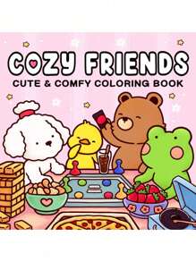 1pc Cozy Friends Coco Coloring Book Featuring Super Cute Animal Characters In Cozy Hygge Moments For Relaxation Children's Gifts, Cute Cartoon Coloring Books Gifts Toys For Girls And Boys Teen Kids Toys Wyo Colouring Book - Multicolor - View 16