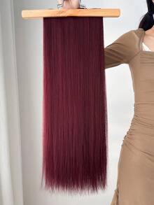 ZURO 22-24英寸直发夹式接发，蓬松丰盈，红棕色合成红发