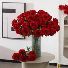 1 Stück/10 Stücke/12 Stücke Valentinstag Hochzeitsdekoration Rayon Blumen realistische Rosenstrauß mit langen Stielen für Heim Hochzeitsdekoration Party