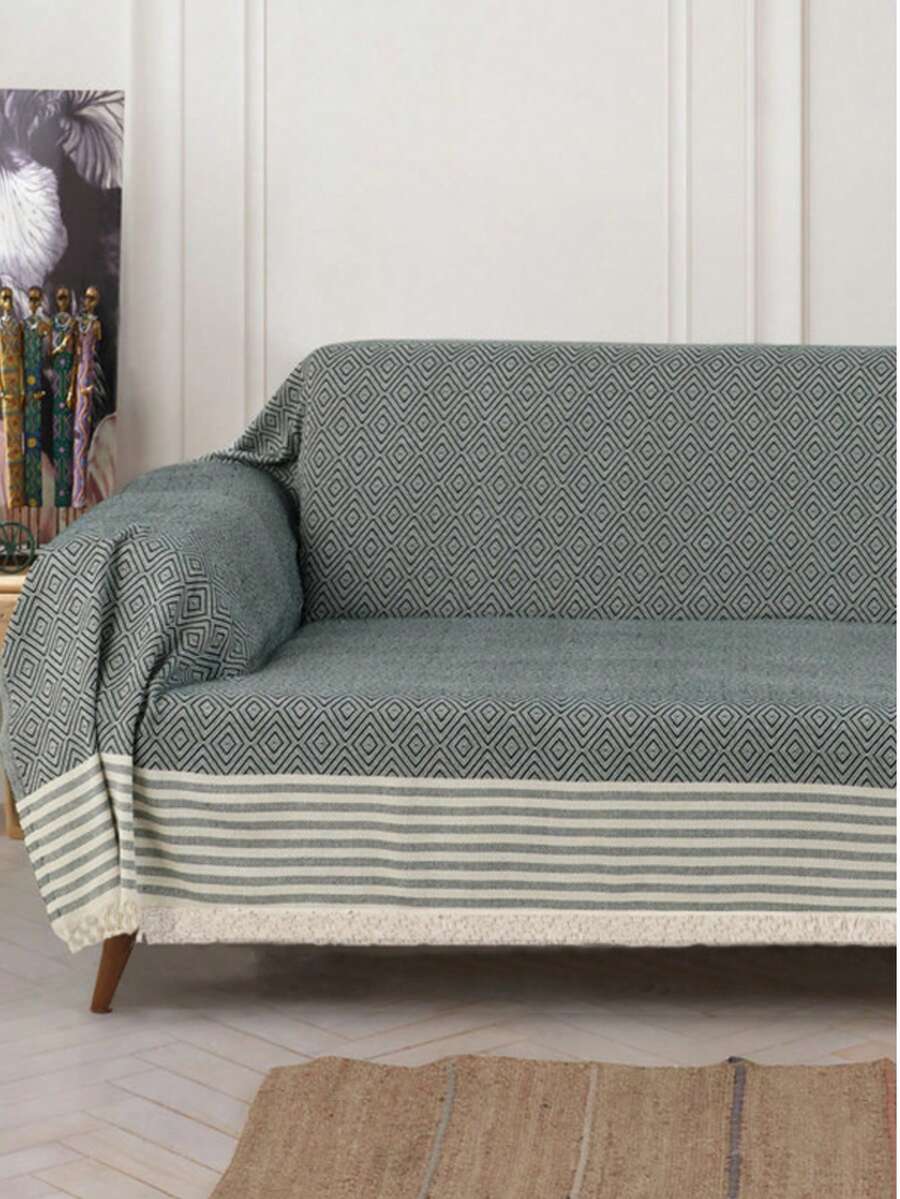 3M 沙发套 - 100% 纯棉，防滑，扶手套，170 x 310 厘米 - 柔软时尚，土耳其制造 - 駝色 - 查看 1