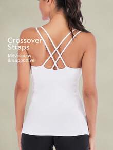 Tender Angel New Women Yoga Long Tank Top, Fitness Shirt Quick Dry Long Top Minimalist Criss-Cross Backless Workout Clothes, Suitable For All Seasons - White - View 2