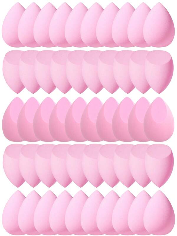 50pcs/Set Makeup Sponge Blender, Suitable For Loose Powder, Liquid, Cream And Foundation, Latex-Free Dual-Use Makeup Puff, Soft & Skin-Friendly, Applicable For Cream & Powder Cosmetics, Can Be Used Wet Or Dry, Professional Beauty Sponge, Super Soft Concealer Sponge, Facial Makeup Sponge, Makeup Tools