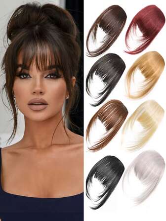 合成刘海自然额头假发棕黑色刘海夹式假发女连体真人卡通刘海隐形假发