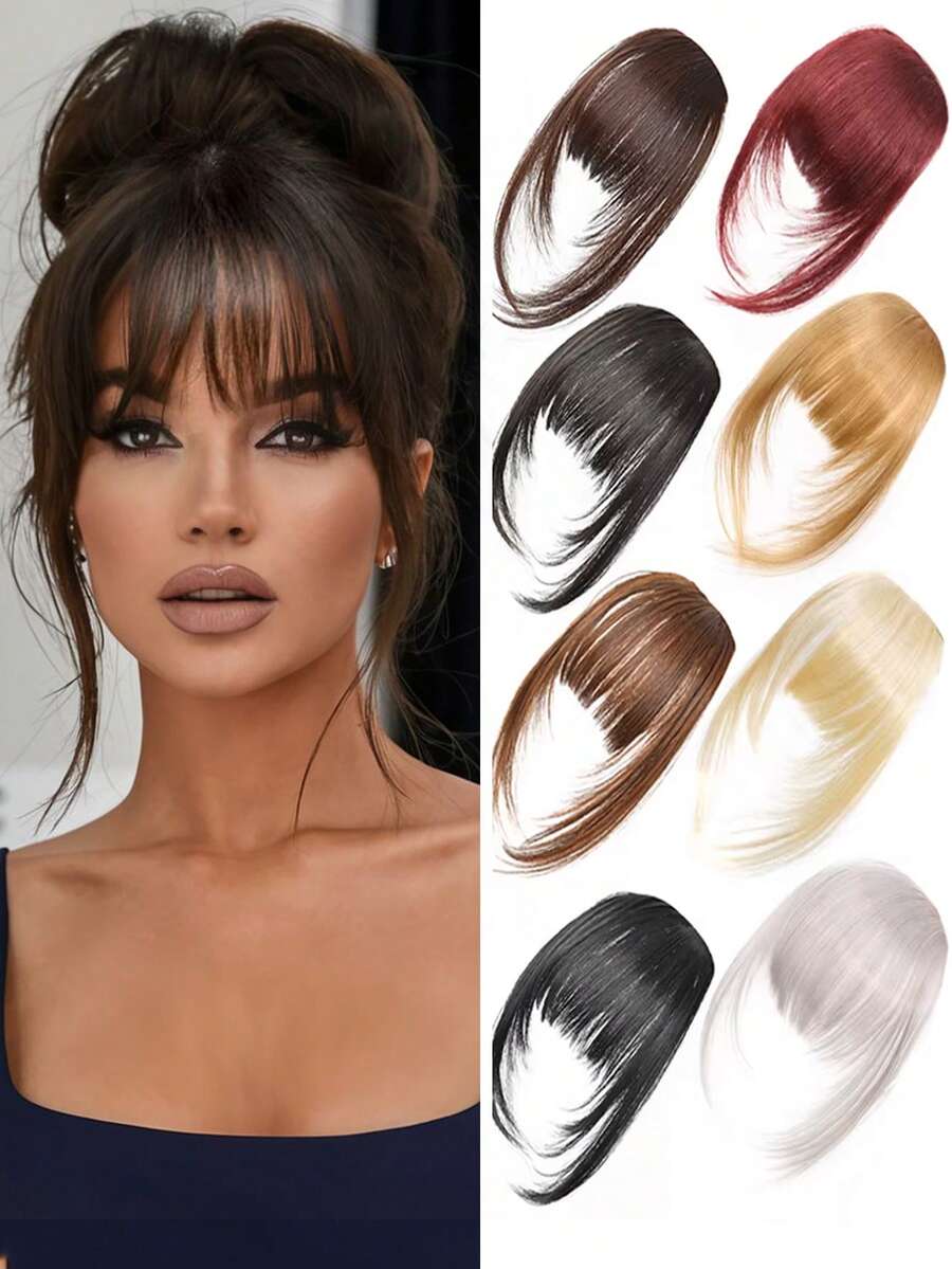 合成刘海自然额头假发棕黑色刘海夹式假发女连体真人卡通刘海隐形假发