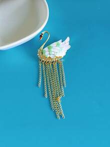 1 件珐琅天鹅流苏胸针，时尚高端翻领花服装配饰，西装装饰，包袋配饰 - A - 查看 5