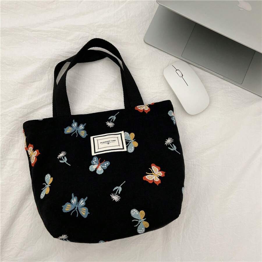 Women Shoulder Bags - 刺繡黑蝴蝶 - 查看 1