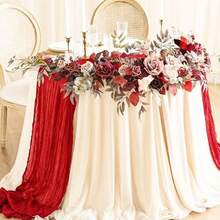 6pcs Light Blue Bohemian Cheese Cloth Table Runner, Sheer Fabric For Wedding, Birthday, Bridal Shower, Party, Banquet, Daily Dining Table Decor - Multicolor - View 10