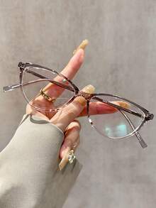 一副复古红色猫眼框眼镜，女士小镜框，透明镜片，时尚别致，Y2K风格，无度数，休闲正装皆宜，配饰，独特设计，高品质 - 彩色 - 查看 8