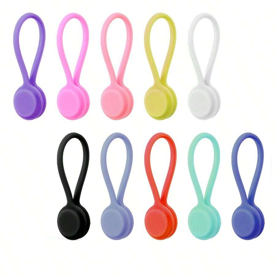 1 pieza Organizador de cables magnético, Soporte magnético de silicona para cables, auriculares y cables de datos - Verde - Ver 1