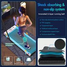 BLACK LORD Treadmill Walking Pad Gym Fitness Foldable - Pink - View 6