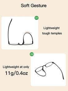 3 PCS Women's Acrylic Light Glasses Casual Lightweight Soft Gesture Rectangle Non-Prescription Glasses For Daily Clothing Decor And Back To School - Nhiều màu - Xem 9