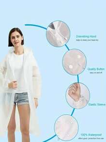 Unisex Long Raincoat, AVA Thickened Waterproof Hooded Raincoat, Windproof Quick-Drying Breathable, Suitable For Cycling, Hiking, Outdoor Activities, Back To School