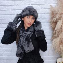 Kit Inverno Feminino 3 Peças – Touca, Cachecol e Luva Estilo Elegante - Cinza - Visão 1
