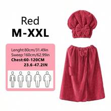 1 Set Bathrobe & Hair Towel, Plus Size Up To 300lbs, Large Absorbent Bathrobe & Wrap Skirt