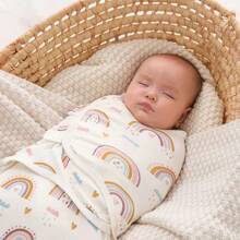 Cobertor de Envolvimento para Bebês, Saco de Dormir Anti-Sobressalto para Recém-Nascidos, Envoltório de Bebê Impresso para Todas as Estações