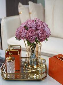 轻奢花瓶铁艺花瓶摆件，陶瓷花瓶铁艺玻璃花瓶，现代艺术花瓶创意家居客厅家装餐厅浪漫烛光晚餐道具，适用于插花，家居装饰，花瓶，餐桌摆设，生日，毕业典礼，水培花瓶，节日气氛装饰，餐桌摆设，派对装饰 - 金色 - 查看 10