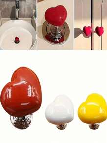 2/5/10个装心形马桶水箱辅助按钮，马桶水箱装饰辅助按钮，水箱膨胀冲水开关，夏季浴室装饰辅助开关，浴室配件，浴室工具 - 彩色 - 查看 10