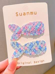 2pcs Kids Mermaid Tail Hair Clips, Cute & Elegant Princess Hair Clips, Random Pattern