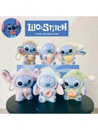 Disney Boîte mystère de la série "Stitch mange quelque chose avant de dormir" - Figurine anime Stitch, pendentif poupée, ornements, cadeau de Noël