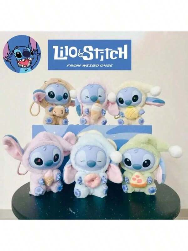 Disney Boîte mystère de la série "Stitch mange quelque chose avant de dormir" - Figurine anime Stitch, pendentif poupée, ornements, cadeau de Noël