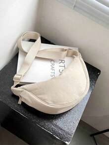 Lightweight Foldable Nylon Crossbody Bag, Casual Shoulder Bag, Large Capacity, Zipper Closure