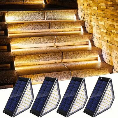 Solar Powered Stair Lights, Warm Light Solar Stair Lights, Outdoor Solar Powered, Lighting From Dusk To Dawn, Suitable For Garden Stairs, Decks, Porches, Patios
