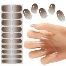 20片/套 半固化美甲贴纸，易于涂抹的舒缓美甲凝胶贴纸，第二代软凝胶美甲贴，UV灯固化设计，适合女性，沙龙品质，易于安装和卸除 美甲用品 - 彩色 - 查看 9